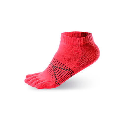 【WALKPLUS】X型足弓加壓五指襪(紅)